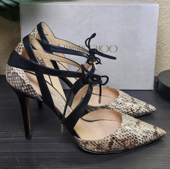 Jimmy Choo Pointed Toe Heels, Lace-up Stilettos, Jimmy Choo Shoes Pumps - Picture 3 of 8